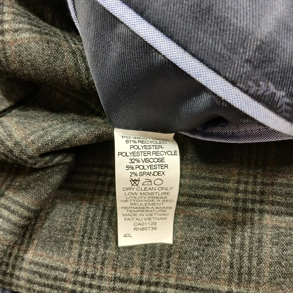 Tommy Hilfiger Pattern Sport Coat Mens 40L Olive Brown Plaid Modern-Fit $295 NEW